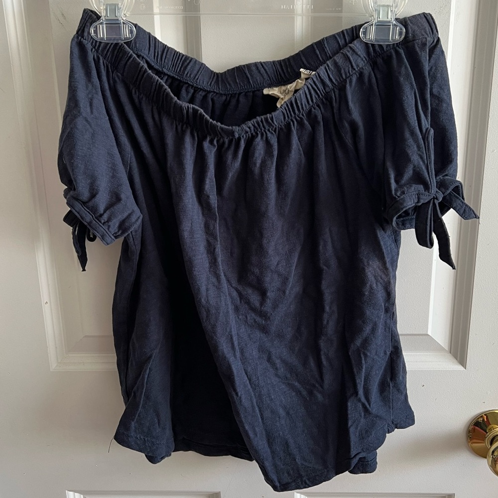 H&M Off The Shoulder Navy Top